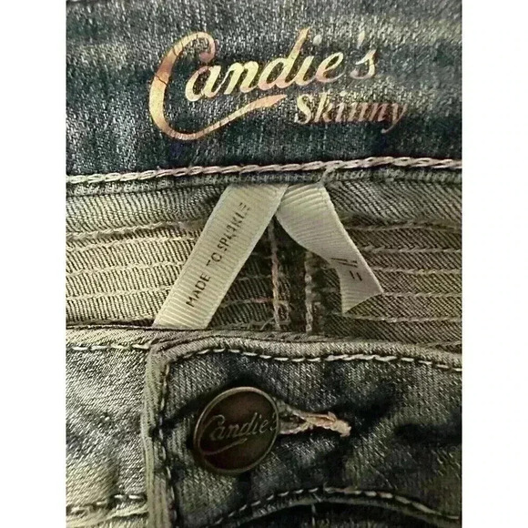 Candies Moto Skinny Jeans Size 11 Juniors Y2K Pink Moto Stripe Zip Ankle - Picture 5 of 8